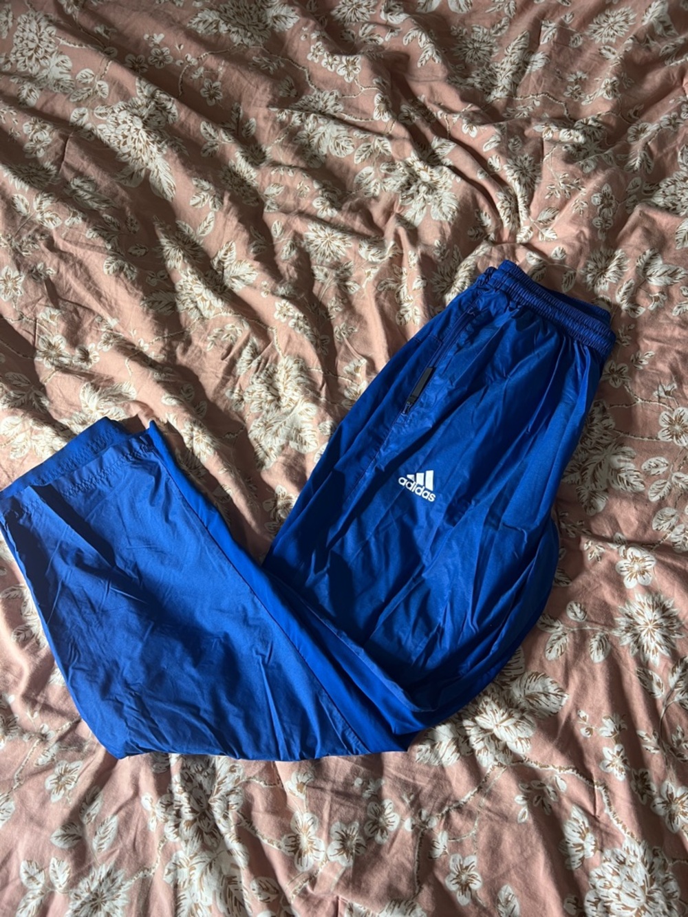adidas Royal Blue Windbreaker Track Pants with White Logo